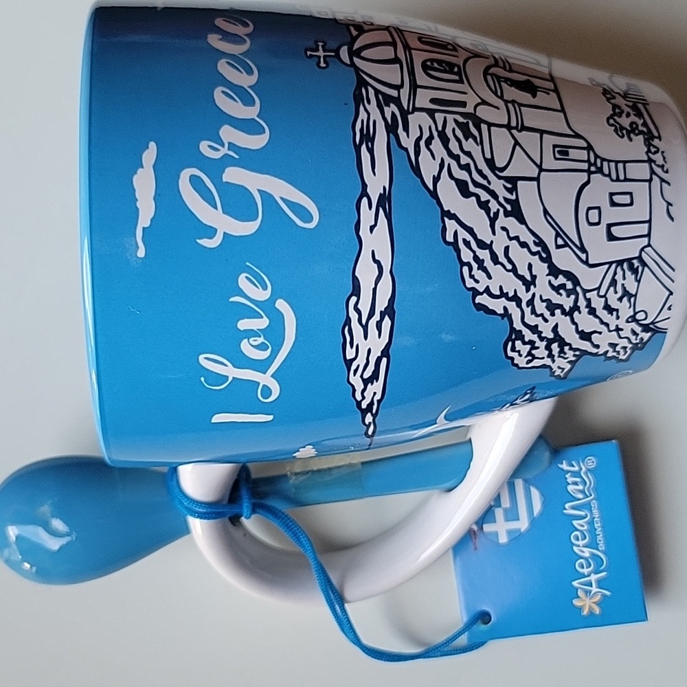 NWT "I Love Greece" Mug with Spoon